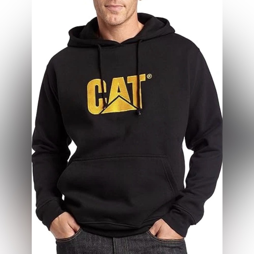 NWT CAT Caterpillar Men's Trademark Hoodie Black and Yellow